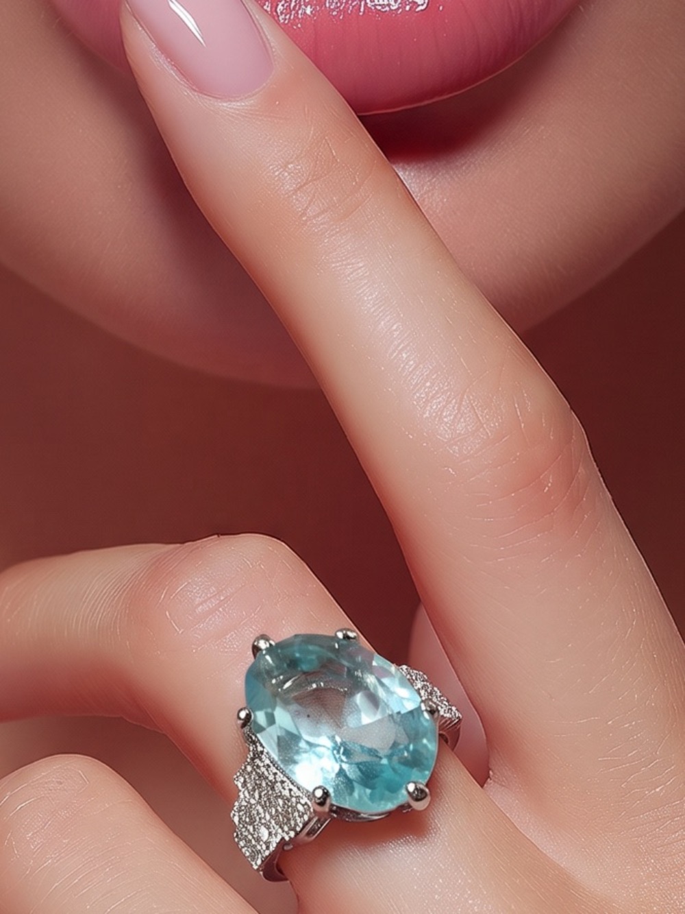 NWOT Silver Cocktail Ring with Turquoise Crystal.